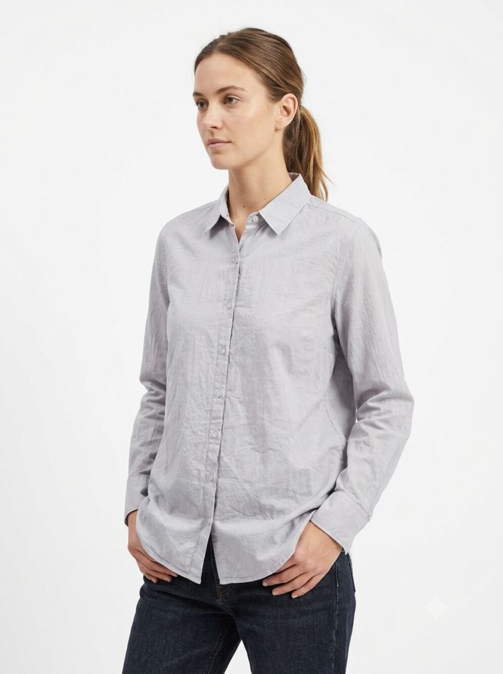 Xirena Button Up Shirt Womens Medium Lavender Cotton Long Sleeve Preppy Classic